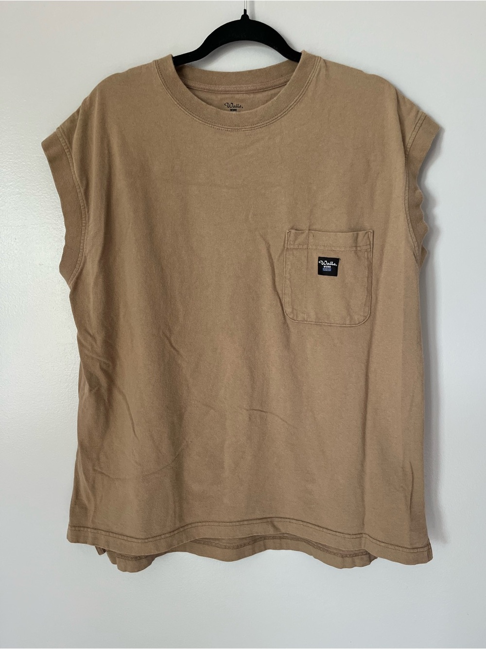 Walls Work Wear Men’s Tan Sleeveless Pocket T-Shirt Size Large
